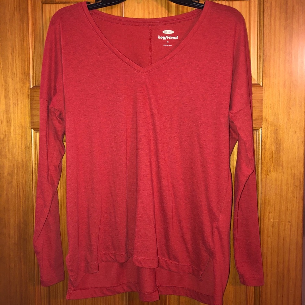 Old Navy Burnt Orange Boyfriend V-Neck Long Sleeve
